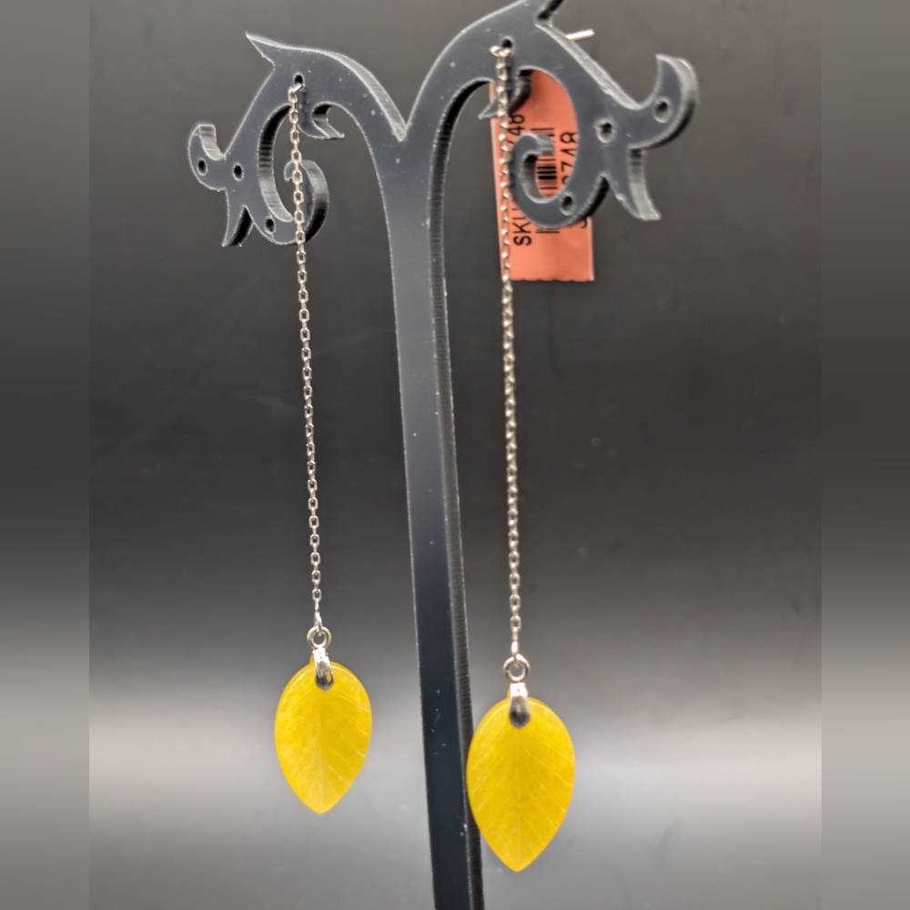 Genuine Burmese Honey Jade Carved Earrings